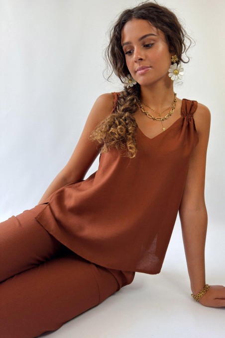 Débardeur uni détail smock TAJA