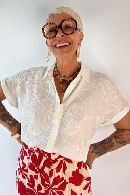 Chemise en double gaze brodée NAKI