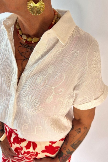 Chemise en double gaze brodée NAKI