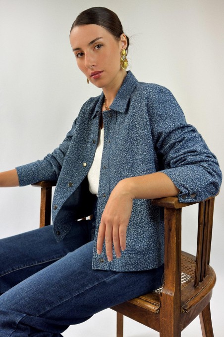 Blouson LIARA en denim fleuri