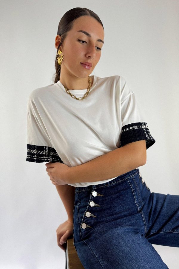 Tee shirt détail tweed RYA