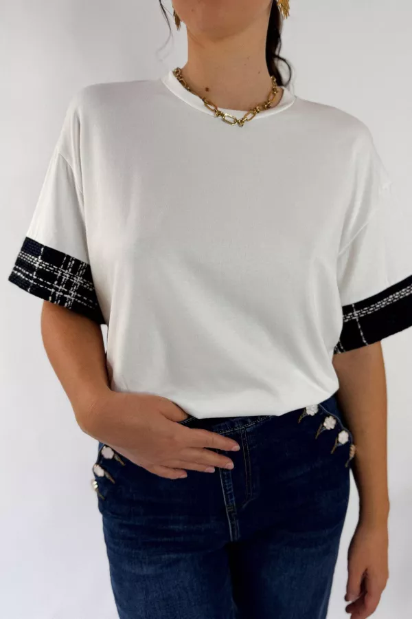 Tee shirt détail tweed RYA