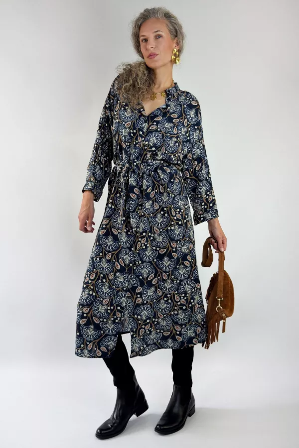 Robe chemise imprimée maxi ANTHEA