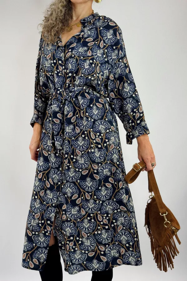 Robe chemise imprimée maxi ANTHEA