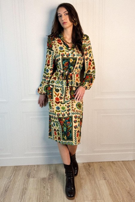 Robe midi imprimé 70’ VICAIRE