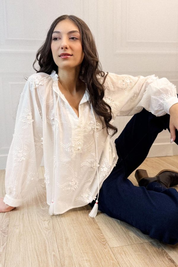 Blouse oversized brodée LANAE