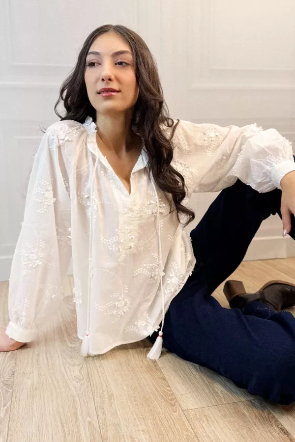 Blouse oversized brodée LANAE