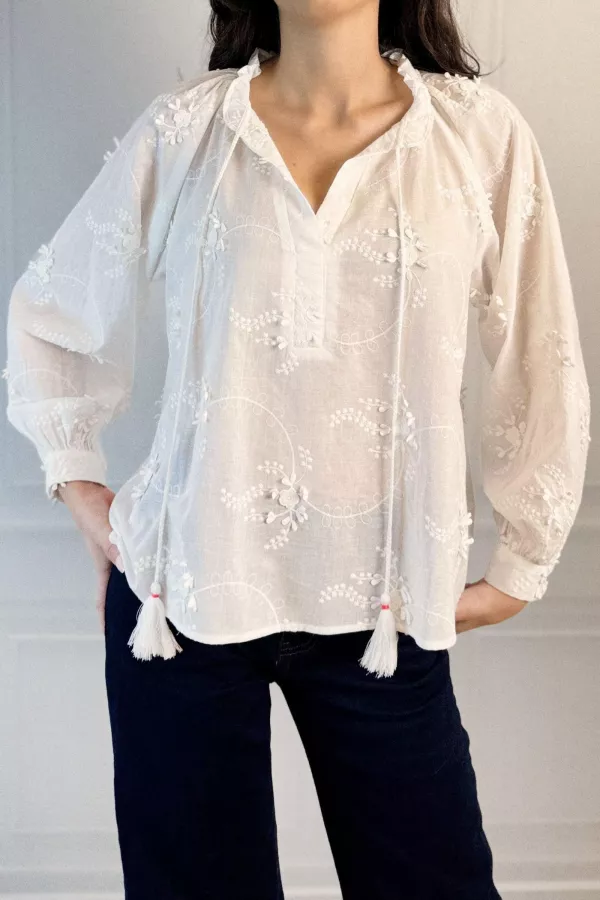 Blouse oversized brodée LANAE