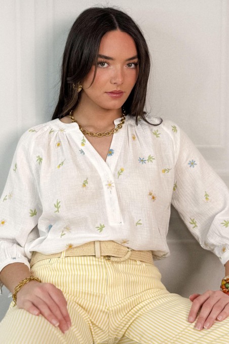 Blouse double gaze brodée NAKISSA
