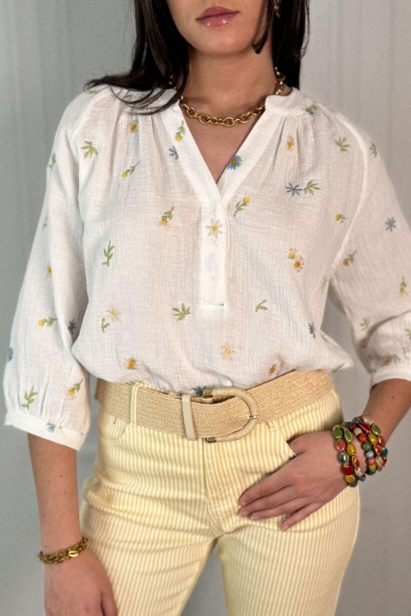 Blouse double gaze brodée NAKISSA