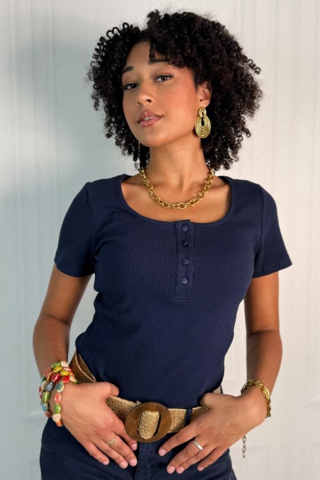 Tee-shirt en coton côtelé CAMIL